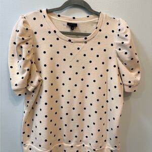 Who What Wear Cream Polka Dot Short Sleeve Top